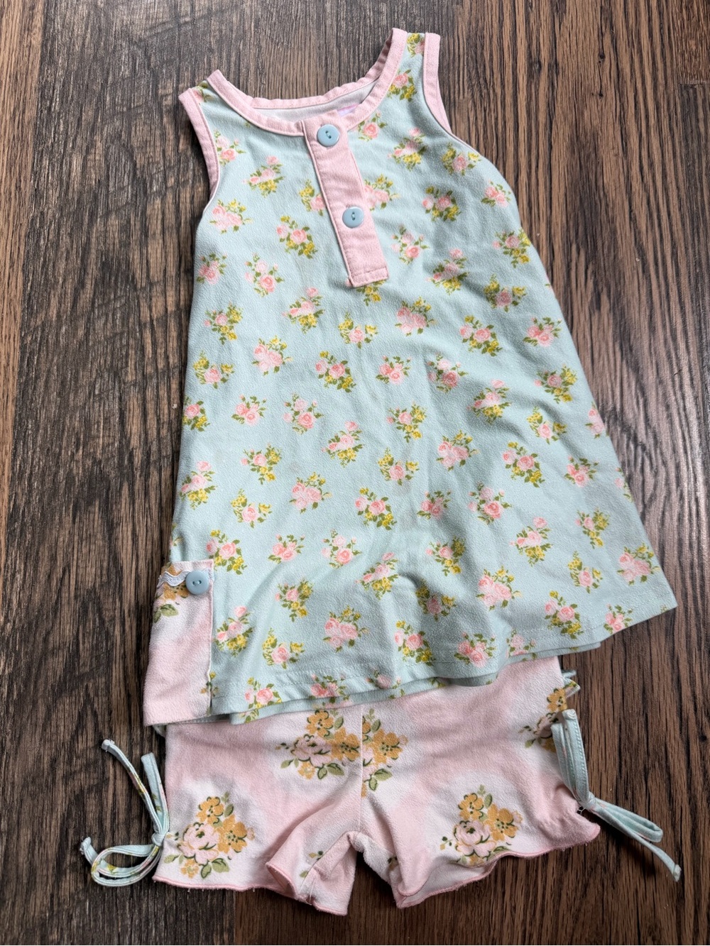Sweethoney Lounge Girls Floral Tank Set in Mint and Pink